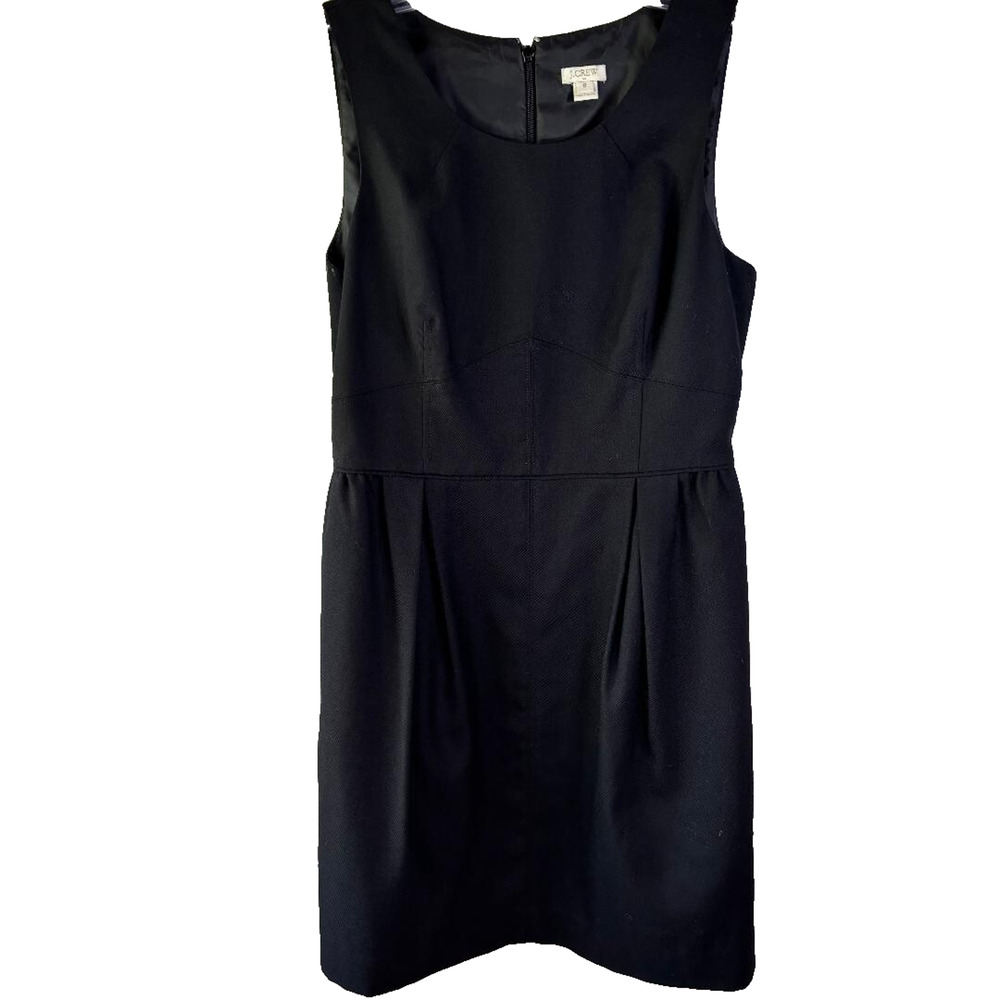 J Crew 40% Wool Black Sleeveless Shift Dress Size 8 Little Black‎ Dress